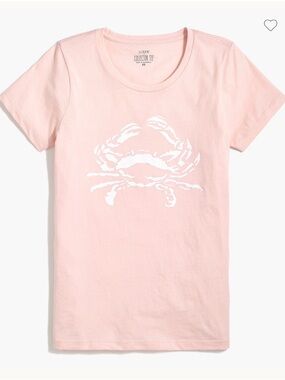 J. Crew Factory Light Pink Tee with White Crab Print